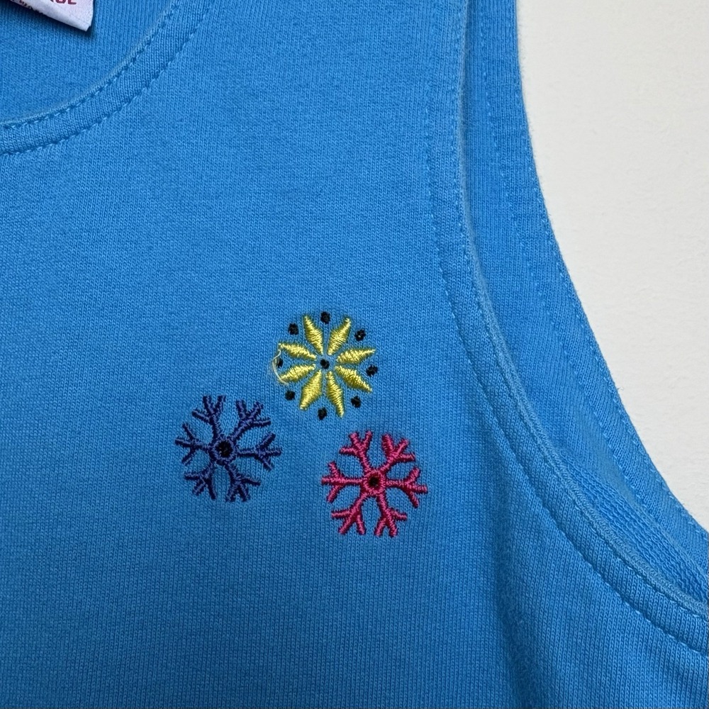 Gymboree Vtg Blue Embroidered Snowflake Jumper Dress XXL 6-7 - Picture 4 of 9